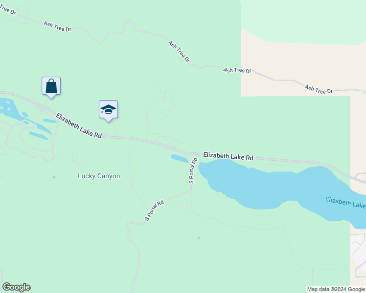 map of restaurants, bars, coffee shops, grocery stores, and more near 16245 Elizabeth Lake Road in Lake Hughes