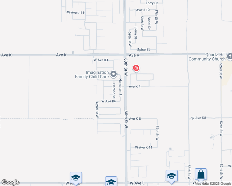map of restaurants, bars, coffee shops, grocery stores, and more near 43342 Harbor Street in Lancaster