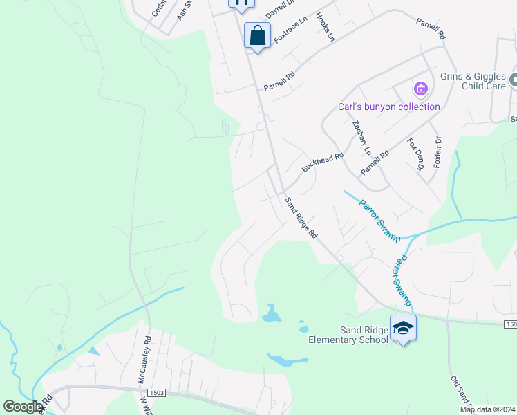 map of restaurants, bars, coffee shops, grocery stores, and more near 109 Foxtrail Drive in Hubert