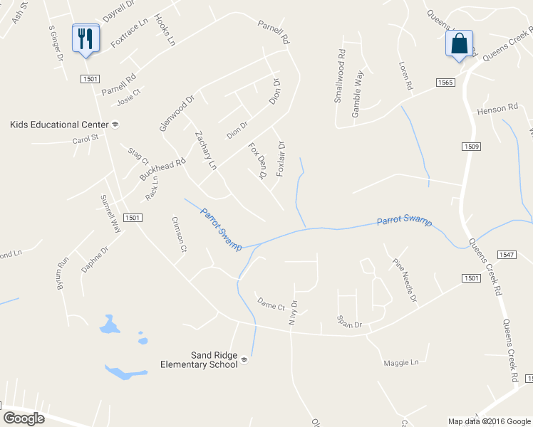 map of restaurants, bars, coffee shops, grocery stores, and more near 255 Zachary Lane in Hubert