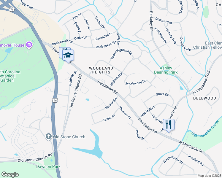 map of restaurants, bars, coffee shops, grocery stores, and more near 299 Highway 28 Business in Clemson