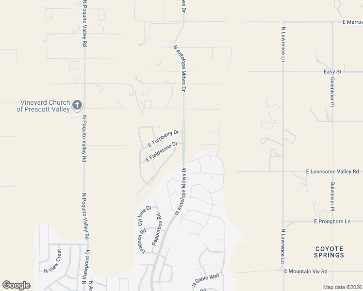 map of restaurants, bars, coffee shops, grocery stores, and more near 9000-9024 North Antelope Meadows Drive in Prescott Valley