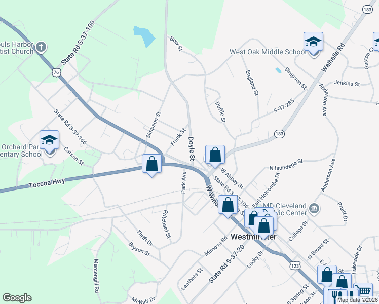 map of restaurants, bars, coffee shops, grocery stores, and more near 204 State Road S-37-91 in Westminster