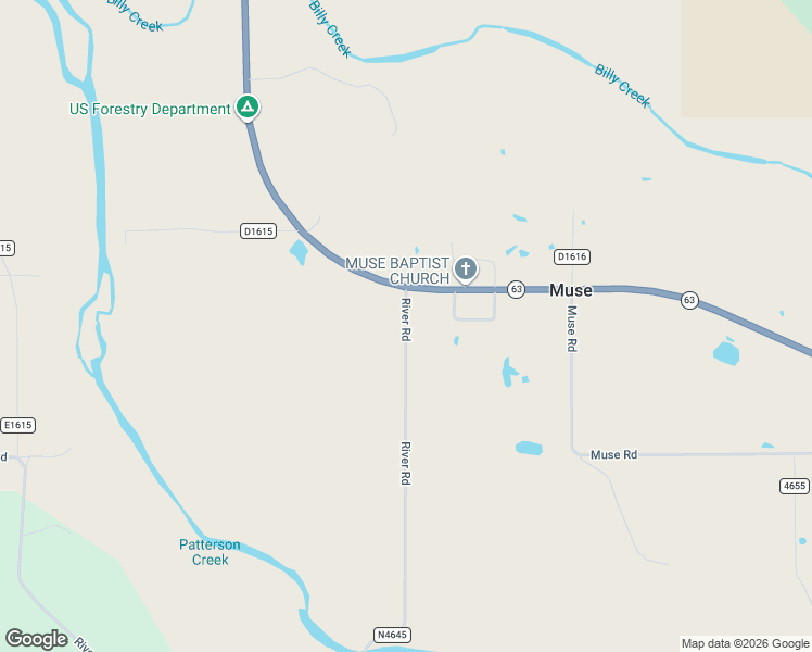 map of restaurants, bars, coffee shops, grocery stores, and more near County Road N4645 in Muse