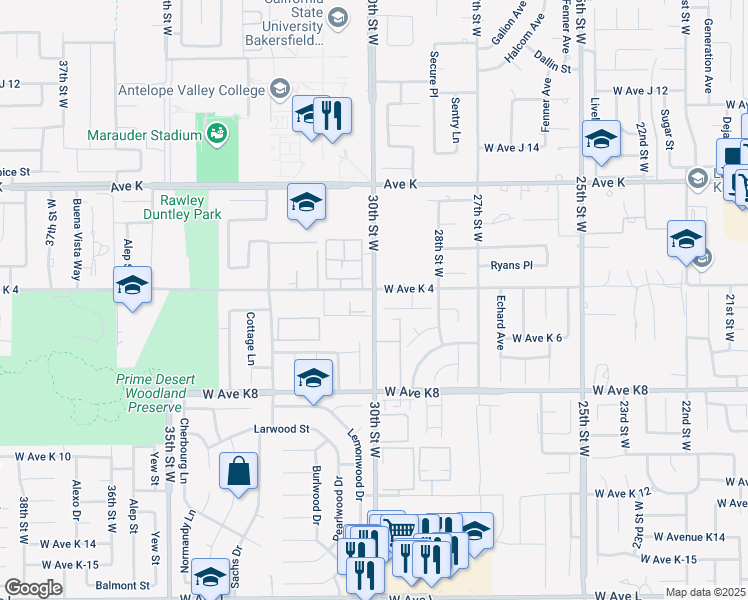 map of restaurants, bars, coffee shops, grocery stores, and more near in Lancaster