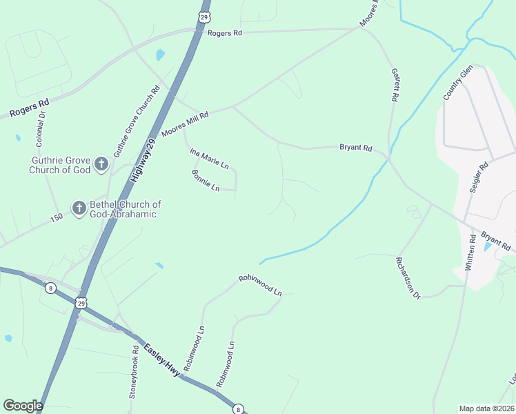 map of restaurants, bars, coffee shops, grocery stores, and more near 134 Tollison Road in Pelzer