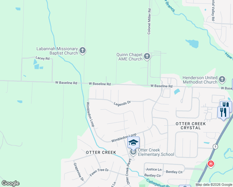 map of restaurants, bars, coffee shops, grocery stores, and more near 12 Jack Nicklaus Cove in Little Rock
