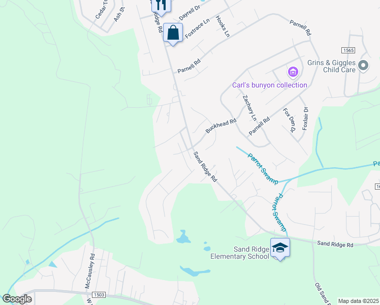 map of restaurants, bars, coffee shops, grocery stores, and more near 101 Foxtrail Drive in Hubert