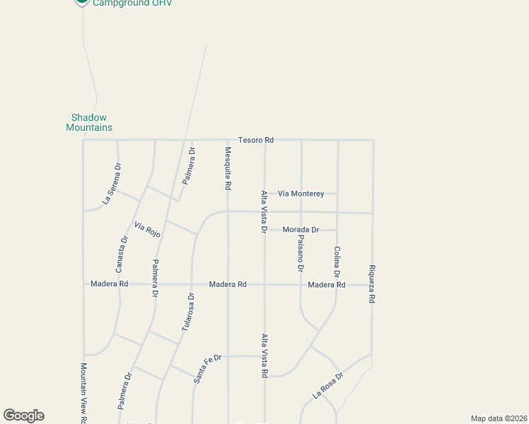 map of restaurants, bars, coffee shops, grocery stores, and more near Alta Vista Drive in San Bernardino County