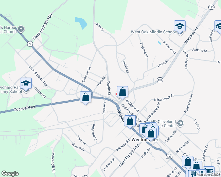 map of restaurants, bars, coffee shops, grocery stores, and more near 204 State Road S-37-91 in Westminster