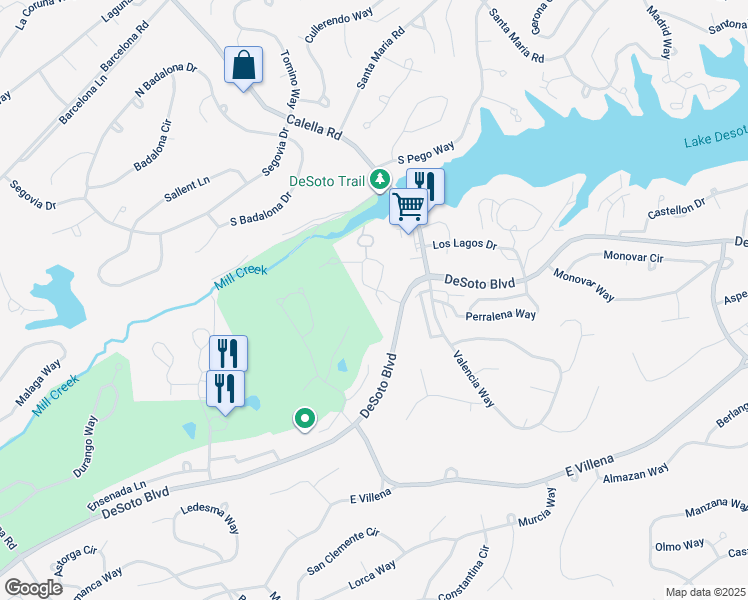 map of restaurants, bars, coffee shops, grocery stores, and more near 194 Gaucho Lane in Hot Springs