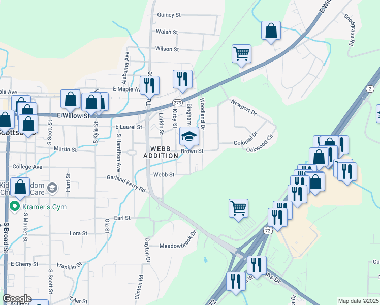 map of restaurants, bars, coffee shops, grocery stores, and more near 305 Bingham Street in Scottsboro