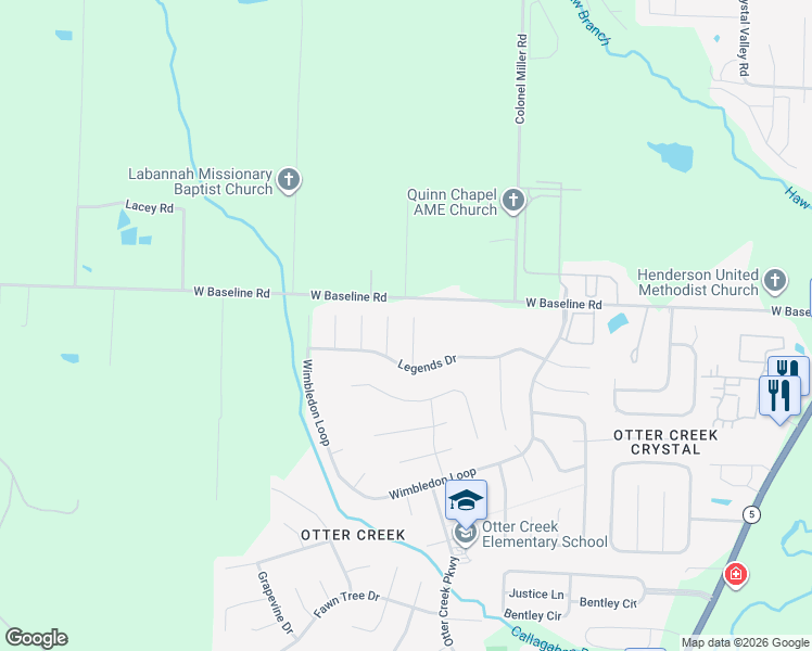 map of restaurants, bars, coffee shops, grocery stores, and more near 12 Jack Nicklaus Cove in Little Rock