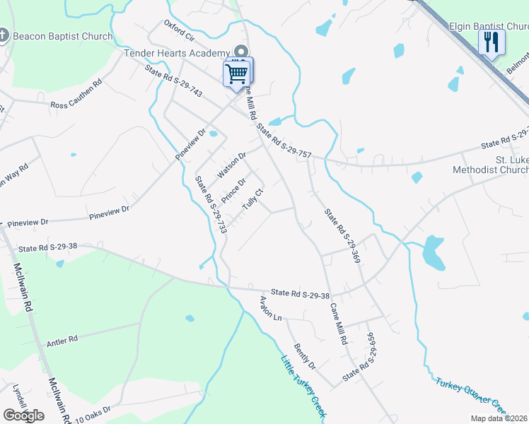 map of restaurants, bars, coffee shops, grocery stores, and more near 3004 Laurens Court in Lancaster