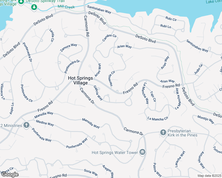 map of restaurants, bars, coffee shops, grocery stores, and more near 1 Herencia Circle in Hot Springs Village