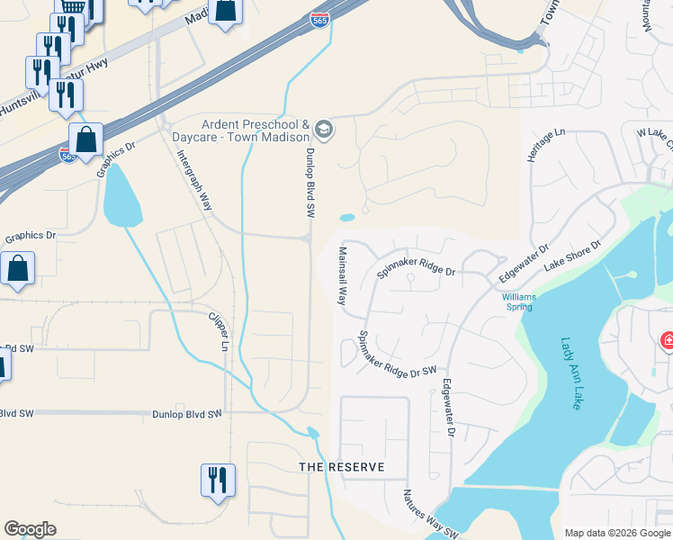 map of restaurants, bars, coffee shops, grocery stores, and more near 209 Mainsail Way in Madison