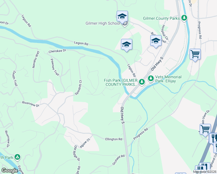 map of restaurants, bars, coffee shops, grocery stores, and more near 286 Seneca Way in Ellijay