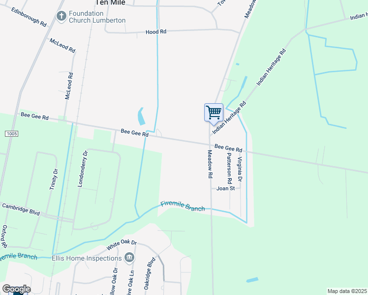 map of restaurants, bars, coffee shops, grocery stores, and more near 846 Bee Gee Road in Lumberton