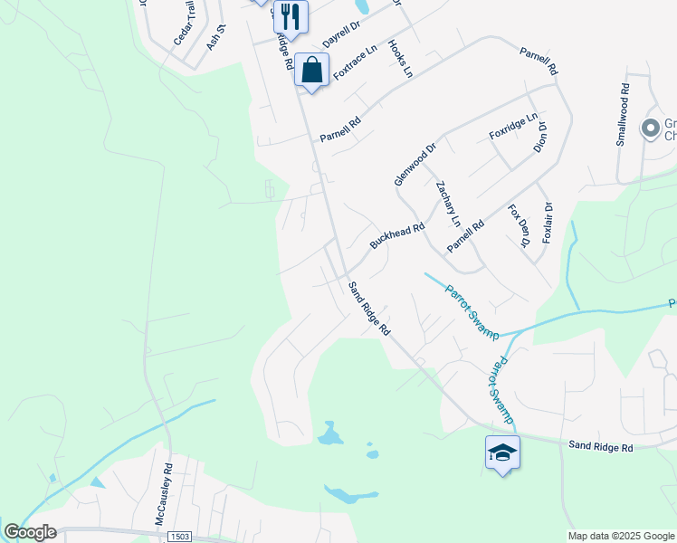 map of restaurants, bars, coffee shops, grocery stores, and more near 100 Foxtrail Drive in Hubert