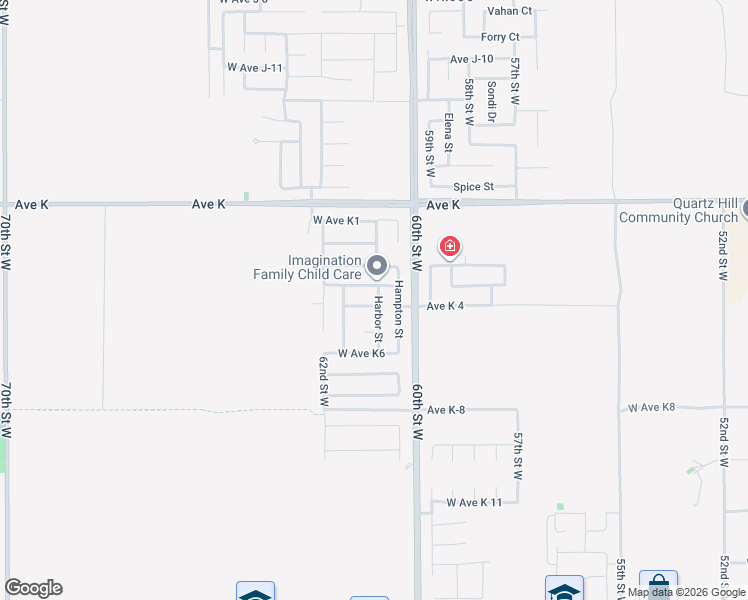 map of restaurants, bars, coffee shops, grocery stores, and more near 6047 Avenue K-4 in Lancaster