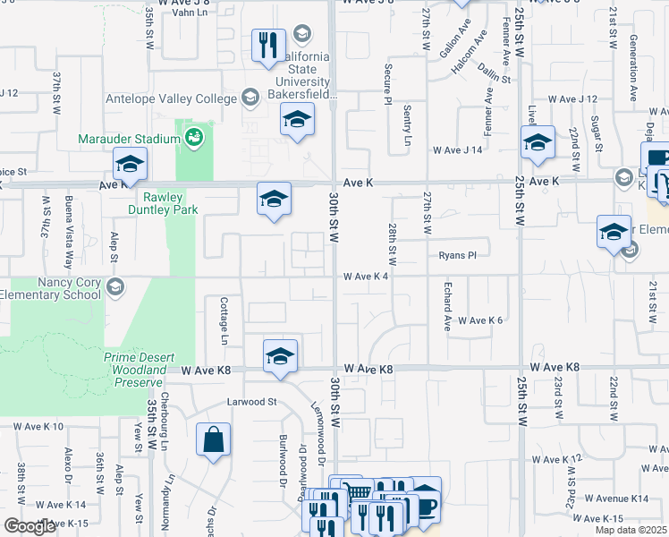 map of restaurants, bars, coffee shops, grocery stores, and more near in Lancaster