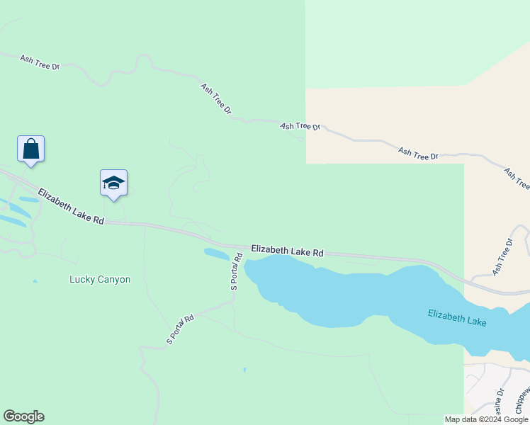 map of restaurants, bars, coffee shops, grocery stores, and more near Elizabeth Lake Road in Los Angeles County