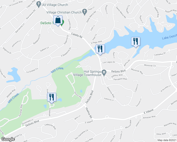map of restaurants, bars, coffee shops, grocery stores, and more near 127 Emperado Way in Hot Springs Village