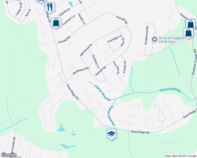map of restaurants, bars, coffee shops, grocery stores, and more near 213 Glenwood Drive in Hubert