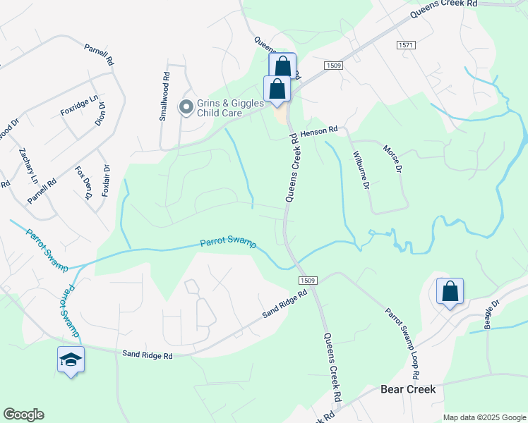 map of restaurants, bars, coffee shops, grocery stores, and more near 206 Toucan Way in Hubert