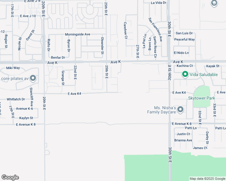 map of restaurants, bars, coffee shops, grocery stores, and more near 2613 East Avenue K4 in Lancaster