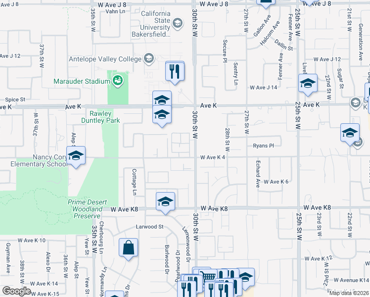 map of restaurants, bars, coffee shops, grocery stores, and more near in Lancaster