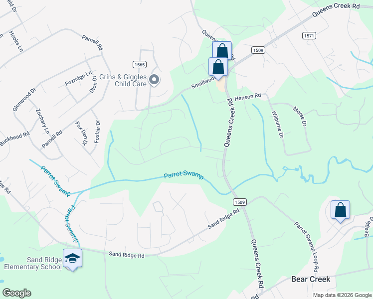 map of restaurants, bars, coffee shops, grocery stores, and more near 764 Queens Creek Road in Hubert