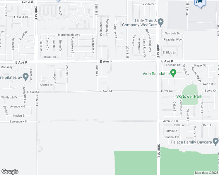 map of restaurants, bars, coffee shops, grocery stores, and more near 43414 Tranquility Court in Lancaster