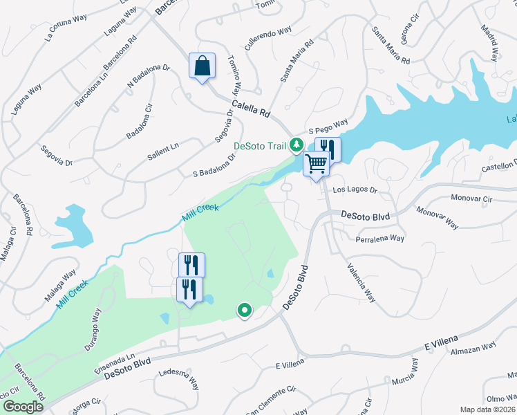 map of restaurants, bars, coffee shops, grocery stores, and more near 163 Cordero Lane in Hot Springs