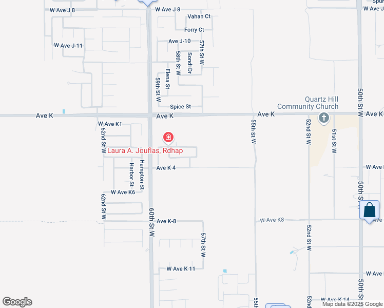 map of restaurants, bars, coffee shops, grocery stores, and more near 5741 West Avenue K3 in Lancaster