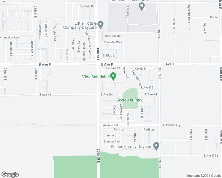 map of restaurants, bars, coffee shops, grocery stores, and more near 43422 Artesia Mill Court in Lancaster