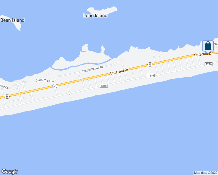 map of restaurants, bars, coffee shops, grocery stores, and more near 4801 Ocean Drive in Emerald Isle
