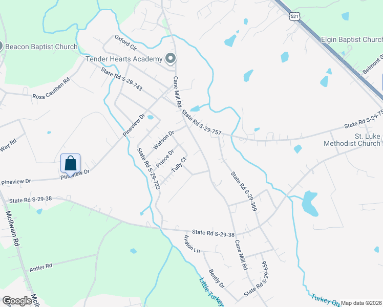 map of restaurants, bars, coffee shops, grocery stores, and more near 2498 Cane Mill Road in Lancaster