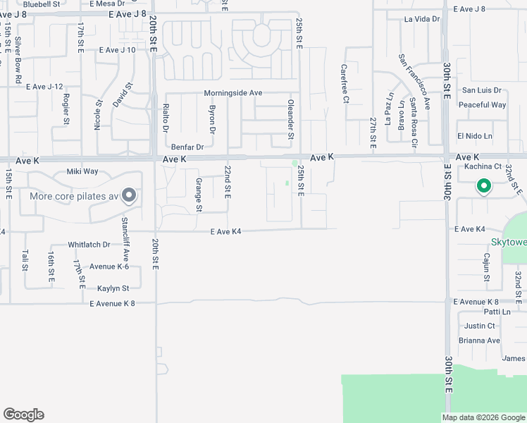 map of restaurants, bars, coffee shops, grocery stores, and more near East Avenue K 3 in Lancaster