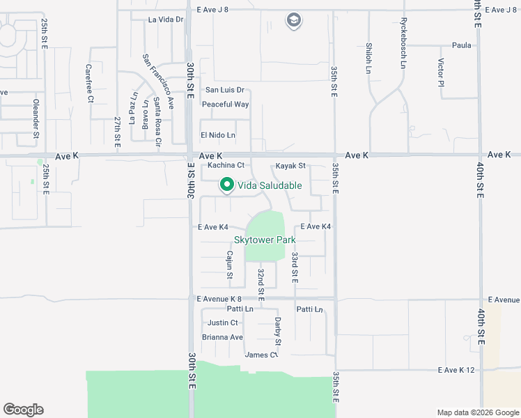 map of restaurants, bars, coffee shops, grocery stores, and more near 3151 East Avenue K 3 in Lancaster