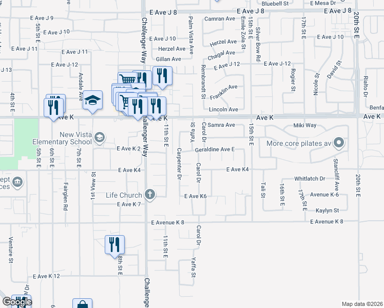 map of restaurants, bars, coffee shops, grocery stores, and more near 1146 Geraldine Avenue East in Lancaster