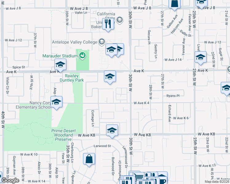 map of restaurants, bars, coffee shops, grocery stores, and more near in Lancaster