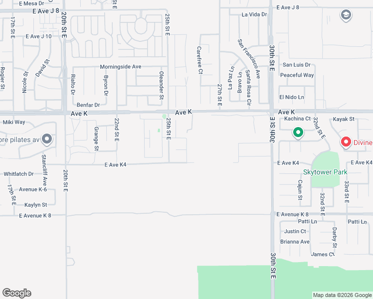 map of restaurants, bars, coffee shops, grocery stores, and more near East Avenue K 3 in Lancaster