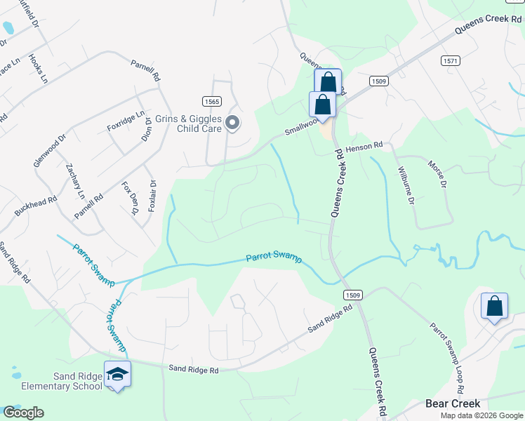map of restaurants, bars, coffee shops, grocery stores, and more near 764 Queens Creek Road in Hubert