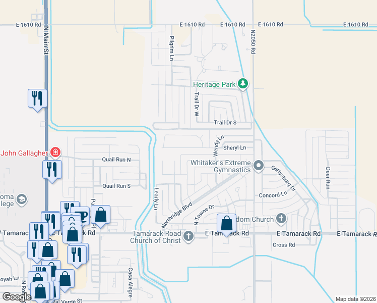 map of restaurants, bars, coffee shops, grocery stores, and more near 808 Sheryl Lane in Altus