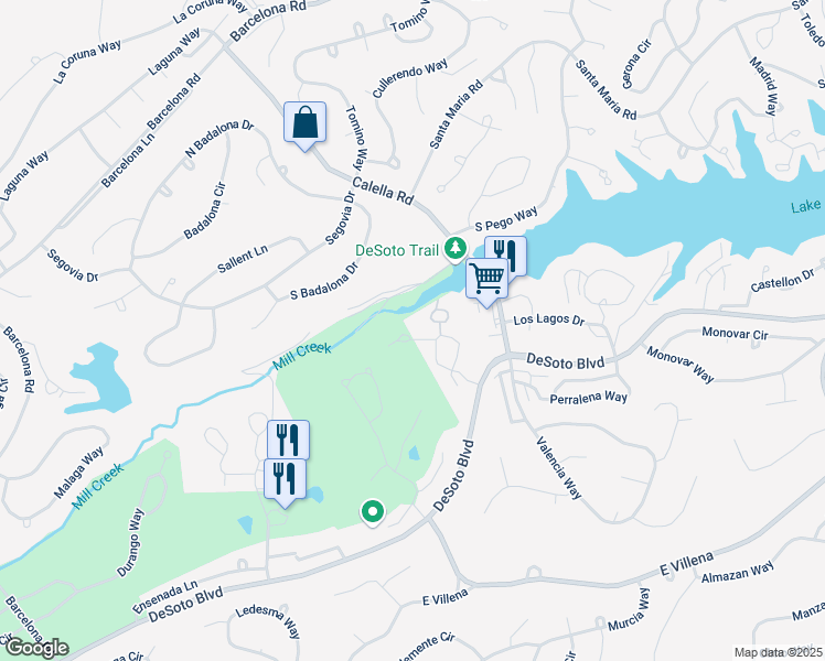 map of restaurants, bars, coffee shops, grocery stores, and more near 163 Cordero Lane in Hot Springs
