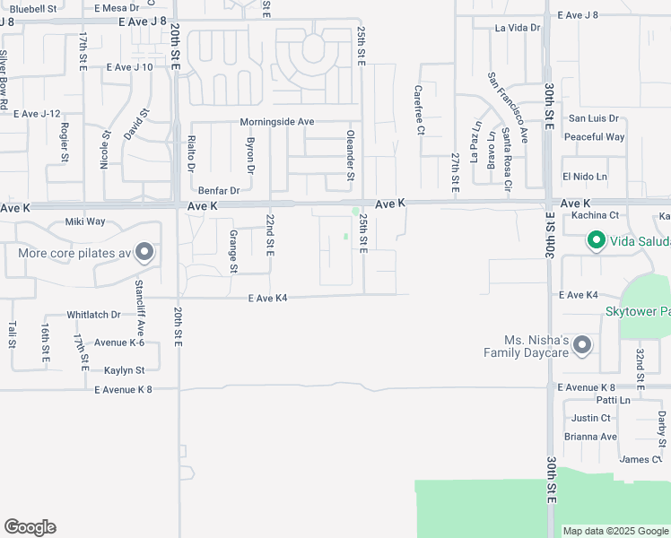 map of restaurants, bars, coffee shops, grocery stores, and more near 43501 Oleander Street in Lancaster