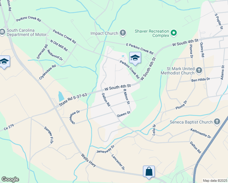 map of restaurants, bars, coffee shops, grocery stores, and more near 1009 Hillsboro Drive in Seneca