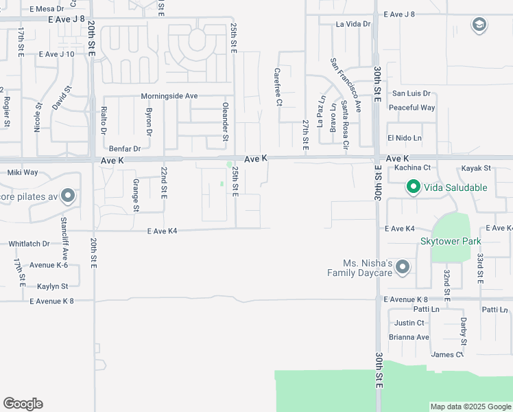 map of restaurants, bars, coffee shops, grocery stores, and more near 2541 East Avenue K 3 in Lancaster