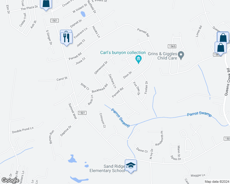 map of restaurants, bars, coffee shops, grocery stores, and more near 226 Zachary Lane in Hubert